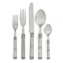 Isabella, Arte Italicas most popular flatware line, is stunning on any table. This collection is made from 18/10 stainless steel and paired with the highest quality, pewter handles. Like all Arte Italica flatware, Isabella is handmade in Italy.Dishwasher safe on the low-heat setting, please