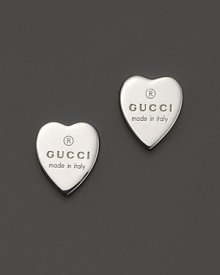 From the Trademark collection comes this gorgeous engraved heart stud earring designed by Gucci.