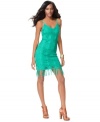 Get flirty and fun style with INC's sleeveless crocheted dress, punctuated by a fringed hem.