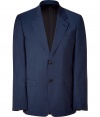 Sophisticated blue m?lange two-button blazer from Marc Jacobs - This classically stylish blazer adds polish to your workweek look - Notched lapel, two-button closure, front flap pockets, modern slim cut - Pair with slim trousers, a button down, and oxfords