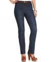 A built-in tummy-slimming panel ensures you'll look your best in Levi's 512 Adeline Perfectly Slimming Straight Leg jeans, in a flattering dark wash.