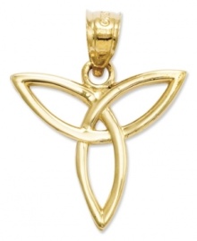 Sweet and symbolic. This polished Trinity Angel charm makes the perfect Celtic gift. Crafted in 14k gold. Chain not included. Approximate length: 1 inch. Approximate width: 4/5 inch.