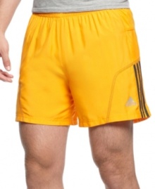 Step up the pace with adidas running shorts featuring Climalite technology for comfort.