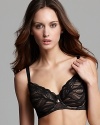 A full figure underwire bra with sultry floral lace and mesh detail all over.