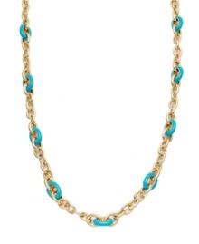 Tap into the long layer trend. Charter Club's ocean-inspired necklace adds a summery touch with turquoise resin and gold tone mixed metal links. Approximate length: 36 inches.