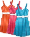 Bars and stripes. This colorful striped dress from BCX with a hip belted waist is perfect for sunny fun.