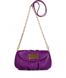 Infuse your favorite looks with instant impact with this bold bag from Marc by Marc Jacobs - Rounded envelope shape, front flap with logo plaque detail, chain and leather detailed long shoulder strap - Perfect for running around town or cocktails with the girls