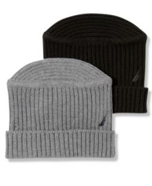 From Nautica, a ribbed cap with the structure and heft of a hat and the ease of a pull-on beanie.