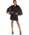 Pleated dolman sleeves add drama to this MM Couture little black dress for a stylish soiree statement!