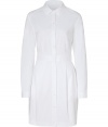 Both classic and cool with a flattering tailored fit, Steffen Schrauts white shirtdress is a chic choice for your workweek look - Classic collar, long sleeves, buttoned cuffs, button-down front, side pockets, pleated waist - Tailored fit - Wear with bright flats and a carryall tote to work