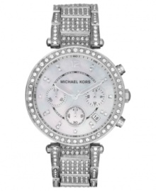 Pave the way to high-fashion with this sparkling Parker watch from Michael Kors.