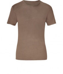 Stylish t-shirt in fine, pure light brown linen - Supremely soft, summer weight material has a well-worn, vintage look - Round neck, short sleeves and decorative seams - Slimmer cut tapers gently through waist - Casually cool, easily dressed up or down - Wear solo or layer beneath a blazer and pair with jeans, chinos, shorts or linen trousers