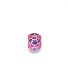 Purple cubic zirconia accents shine at the centers of purple enamel flowers on a pink background, surrounded by sterling silver in this cheerful bead. Donatella is a playful collection of charm bracelets and necklaces that can be personalized to suit your style! Available exclusively at Macy's.