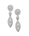 Pretty, petite, and polished. Eliot Danori's Mosaic Elegance Drop earrings are subtle enough for day, yet dramatic enough for evening. Crafted in silver tone mixed metal, earrings feature a circle and marquise-shaped drops decorated with sparkling crystals and cubic zirconias (2/5 ct. t.w.). Approximate drop: 1-3/16 inches.