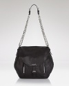 Heavy metal meets luxe leather in a perfectly-sized shoulder bag from Olivia Harris.