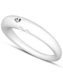 Stackable style with a hint of sparkle! DUEPUNTI's unique ring is crafted from sky white-colored silicone with a round-cut diamond accent. Set in sterling silver. Ring Size Small (4-6), Medium (6-1/2-8) and Large (8-1/2-10)