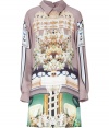 Blossom into sweet sophistication in Mary Katrantzous kaleidoscopic printed shirtdress, a exquisitely feminine way to wear this seasons graphic print trend - Classic collar, long sleeves, buttoned cuffs, buttoned slit at the nape, pleated sheer back, relaxed fit - Pair with extra bright accessories and delicate fine jewelry