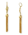 Trim your look in fabulous fashion with this pair of gold-tone earrings from T Tahari, boasting delicate chain-link fringe.