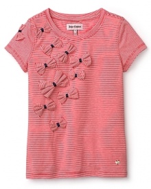 A cute cluster of bows from the right shoulder to the front sweetens this striped tee from Juicy Couture.