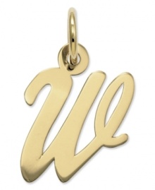 The perfect gift for Wendy. This polished W initial charm features a pretty, small script design in 14k gold. Chain not included. Approximate length: 7/10 inch. Approximate width: 3/10 inch.