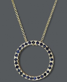 Romance forever. Effy Collection's eternity-circle themed pendant highlights round-cut sapphires (5/8 ct. t.w.) within a delicate, 14k gold setting. Approximate length: 16 inches. Approximate drop: 11/16 inch.