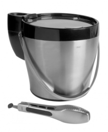 A great way to chill out! The elegant brushed stainless steel construction fits into every occasion and keeps good, cool drinks in guests' hands. The double-walled bucket provides excellent insulation for ice with a soft grip for easy lifting while the ice tongs feature sharp teeth for hassle-free grabbing and slip snugly into a tong holder that fits onto the lip of the bucket for convenience. Lifetime warranty.