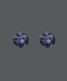 Perfect for the midnight hour, and well beyond! These sparkling stud earrings from Ballissima by Effy Collection feature a rounded ball shape that shines with the addition of multicolored, pave-set sapphires (2-1/4 ct. t.w.) in sterling silver. Approximate diameter: 1/4 inch.