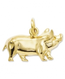 The proudest pig in the pen! This shiny charm features an intricately-carved design in 14k gold. Chain not included. Approximate length: 3/5 inch. Approximate width: 3/4 inch.