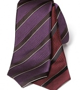 Richly hued stripes on a silk lavish Canali tie translate to new season.