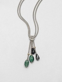 From the Bijoux Collection. An elegant mix of semi-precious stones accented with radiant 18k gold on two rows of sleek, sterling silver box link chains. Malachite, green onyx and hematiteSterling silver18k goldLength, about 18Toggle closureImported 