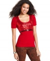 So cute! A burst sequins and super-sweet belt makes this top from Urban Hearts a festive pick for the holiday season.