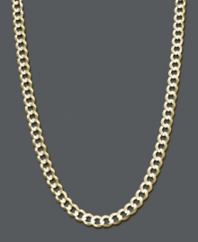 A simple chain that will take your look a long way. Necklace features a long curb link chain set in 14k gold. Approximate length: 22 inches. Approximate width: 4-3/5 mm.