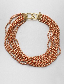 A colorful beaded style in a chic, chunky multi-row design. Resin22k goldplatedLength, about 16Hook closureMade in USA