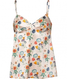 Stylish camisole top made from fine, beige silk stretch - Feminine floral print in a typical Stella McCartney look - Built in bustier and slim straps - The top falls loose, yet snug - Glamorous and sexy at the same time, a great lingerie basic for special occasions