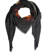 Unleash your wild side and elevate streamlined Downtown looks with London It-label Vassilisas fox print scarf - Super soft and lightweight, large square shape, frayed edges - Wear bandana style and pair with everything from jeans and leather jackets to fitted sheaths and blazers