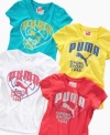 Let's get physical. She'll stay stylish and active in this short-sleeved tee shirt from Puma.