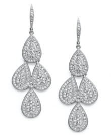 Let the elegance rain down. These beautiful drop earrings from Eliot Danori flaunt cascading, raindrop-shaped pendants. Crafted in rhodium-plated silver tone mixed metal with sparkling glass crystals. Approximate drop: 2 inches.