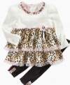 Unleash a bit of her wild side with this fun animal-print shirt and legging set from Kids Headquarters.