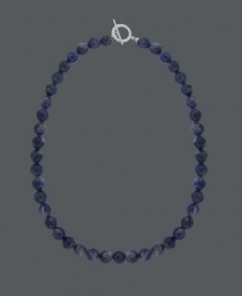 Add pop to your look with fresh bubbles of color. Necklace by Avalonia Road features round sodalite beads (10 mm) and a sterling silver toggle clasp. Approximate length: 18 inches.