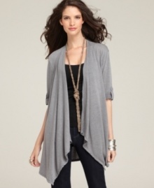 Style&co.'s long, draped cardigan easily adds a cozy-luxe look to your ensemble.