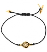 All eyes will be on you with this bracelet from RACHEL Rachel Roy. Crafted from gold-tone mixed metal, the bracelet features clear glass and black stones that make it quite the sight. Approximate length: 8-1/2 inches.