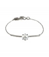 Bring some bling to your favorite ladylike looks with this rhinestone-encrusted silver bracelet from Juicy Couture - Delicate silver-tone brass bracelet with crystal embellishment and large pyramid-shaped stone - Pair with a casual cocktail look or an elevated jeans-and-tee combo