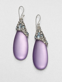 From the Lucite Collection. Beautiful hand-crafted lucite accented with dazzling, Swarovski crystal and stone encrusted caps. LuciteSwarovski crystalsGlassRhodium-platedDrop, about 2Hook backMade in USA