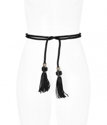 Cinch your look in style with this ultra-luxe tassel-detailed tie belt from Diane von Furstenburg- Long self-tie style, bead and tassel-detailed - Style with a slinky evening dress or tie around your favorite cardigan for an amped up day look