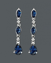 Opulent beauty. These stunning earrings feature marquise-cut sapphire (1-3/4 ct. t.w.) and diamond accents set in 14k white gold. Approximate drop: 1 inch.