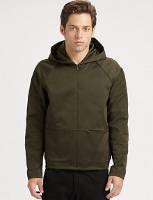 Offering a hint of stylish sheen, a hooded jacket with a concealed front zipper for a sleek look.Attached hoodConcealed front zipperZippered front pocketAbout 26 from shoulder to hemPolyesterHand washImported