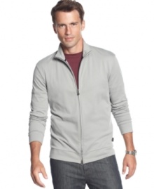 Set yourself apart from the rest with this Macy's Exclusive zip front sweater from Boss Black.