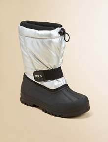 Slip on winter boots feature a durable, waterproof rubber foot and a solid channel-quilted nylon shaft with a removable, warm winter fleece sock.Slip-on with elastic cordNylon upperFleece liningRubber solePadded insoleImported