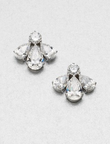 Richly faceted cubic zirconia stones set in gleaming sterling silver form a graceful fan shape with lots of shimmer.Cubic zirconiaSterling silverWidth, about ½Post backImported