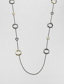 From the Notte Collection. Modern 18k gold and blackened sterling silver circular stations on a delicate link chain. 18k goldBlackened sterling silverLength, about 44Lobster clasp closureImported 